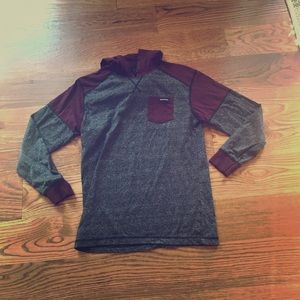 Distortion Large Maroon & Grey Light Hoodie
